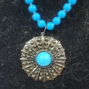Reimagined Turquoise Sunburst Medallion Necklace